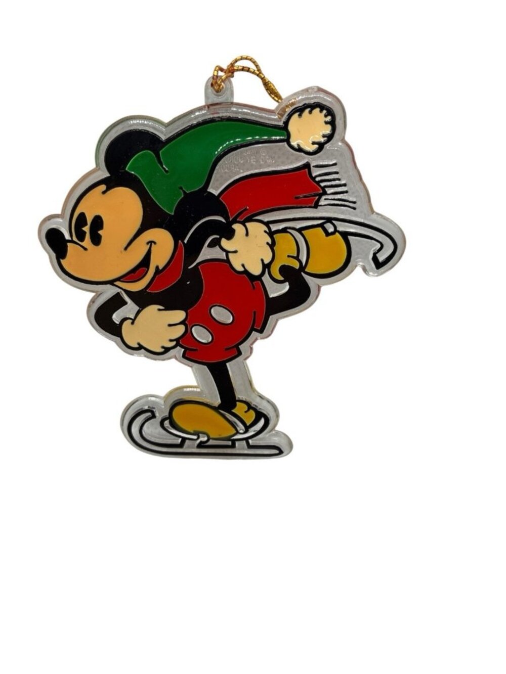Vintage Disney Mickey Mouse Ice Skating Acrylic Christmas Ornament Monogram